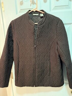 Laura Ashley Women's Quilted Brown Zip-Front Jacket size Medium
